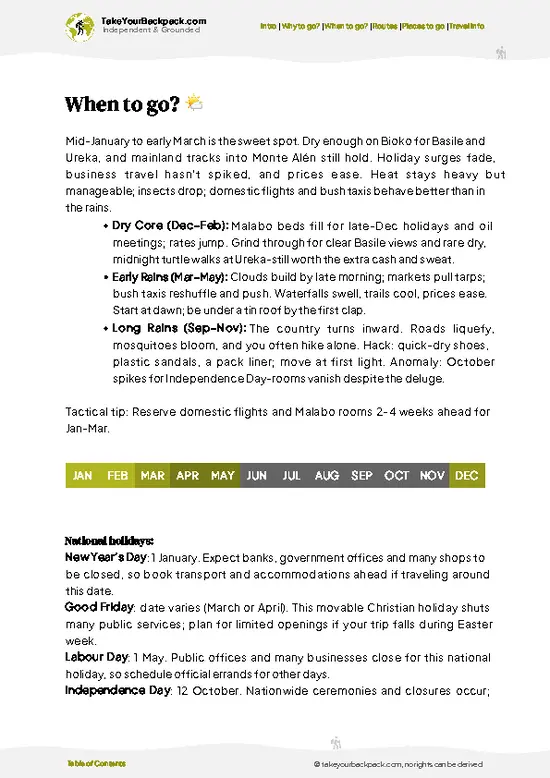 example page 3 from our offline Travel Guide for Equatorial Guinea